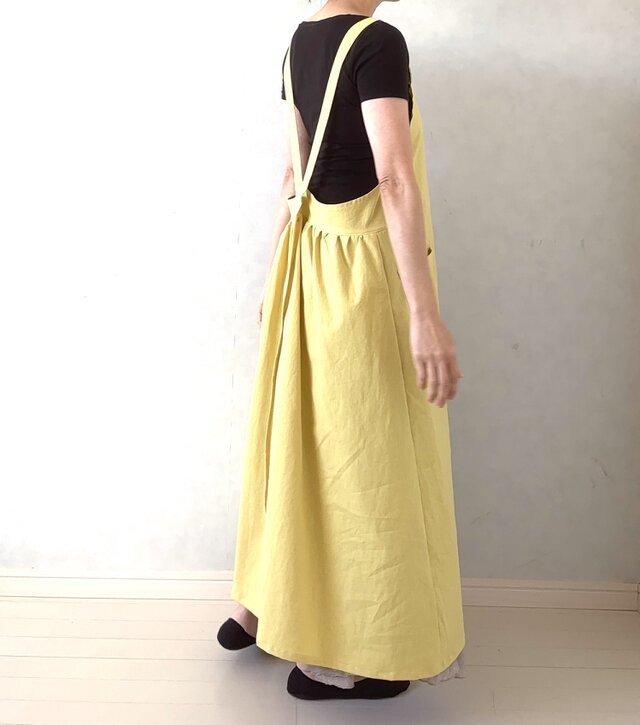 ふんわりエアリー ヴィンテージソフト加工 クロスエプロン【レモン
