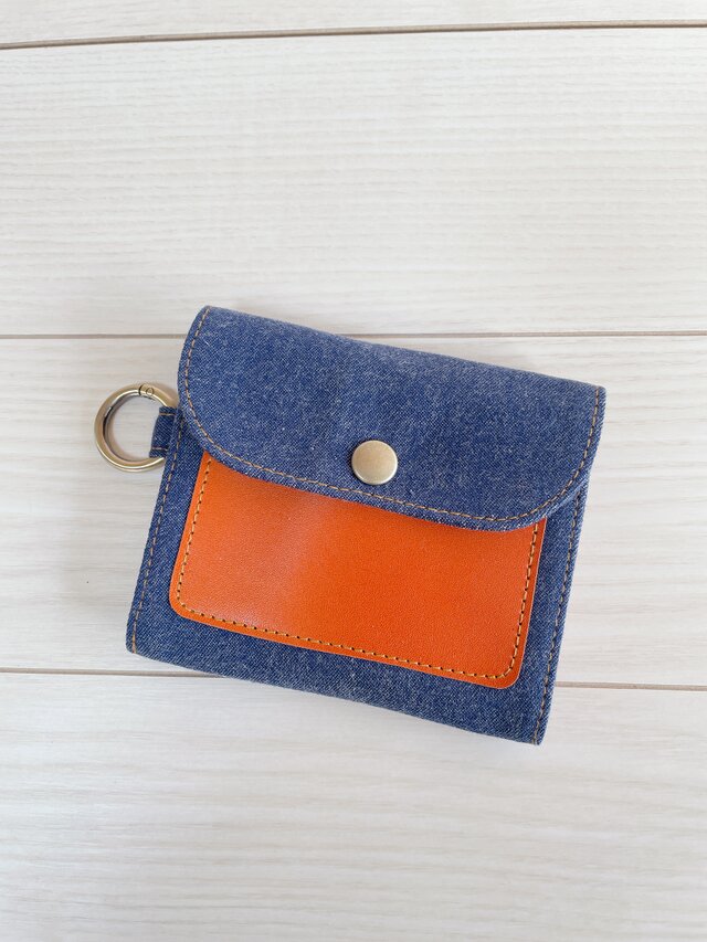 岡山デニム 栃木レザー マルチポーチ キーケース 小物入れ 本革 ヌメ革