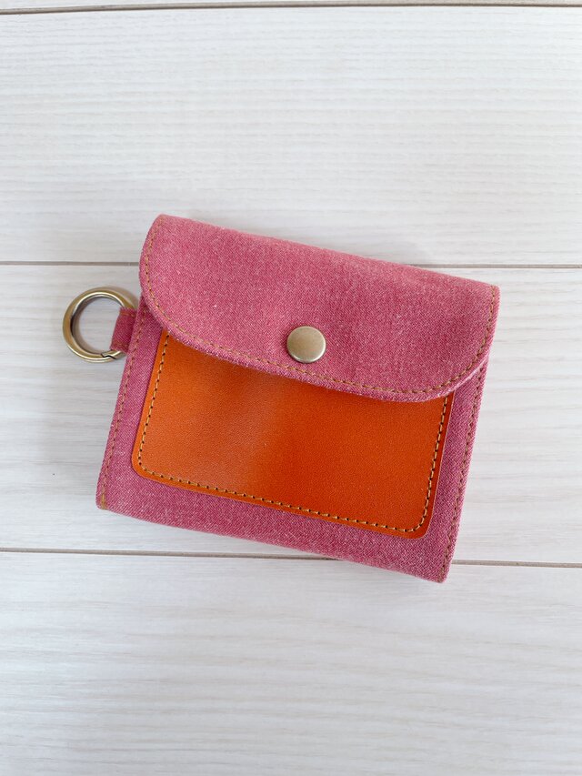 岡山デニム 栃木レザー マルチポーチ キーケース 小物入れ 本革 ヌメ革