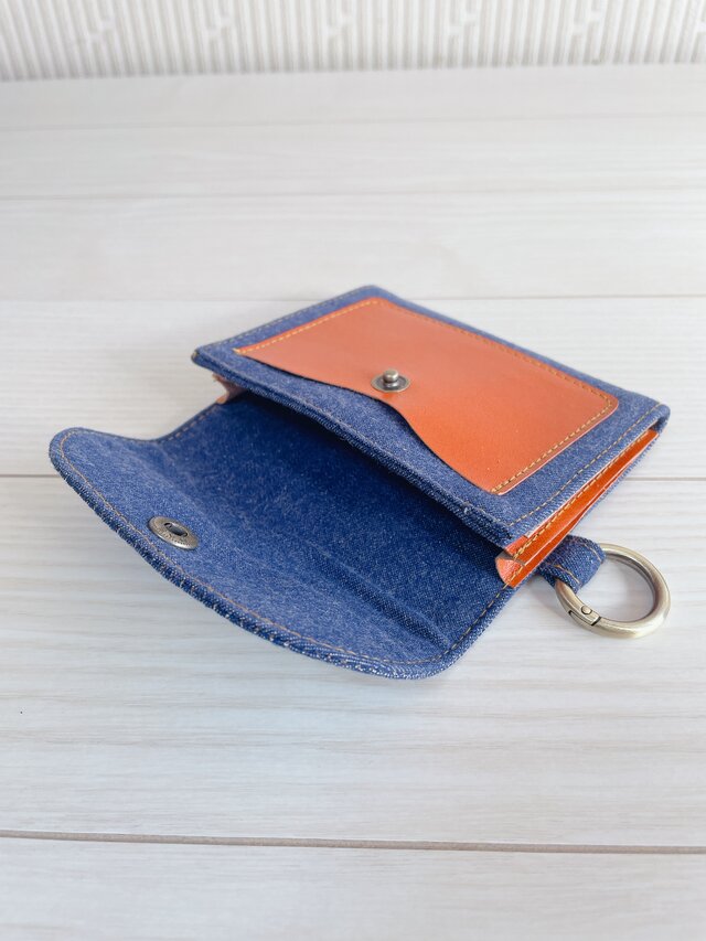 岡山デニム 栃木レザー マルチポーチ キーケース 小物入れ 本革 ヌメ革