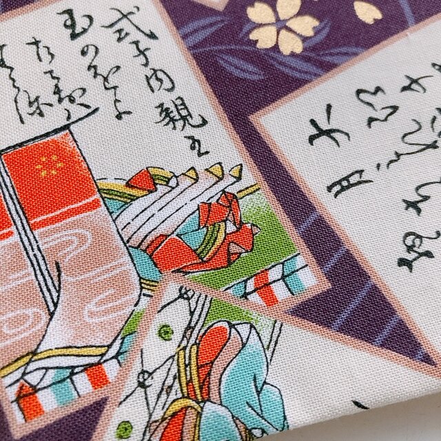 B6サイズ・四六判】和風 百人一首柄 紫 手帳カバー ノートカバー