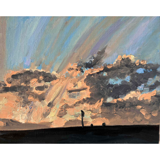 油彩画 原画「私は沈むが私の残影を星に継がせよう」アート 絵画 22×27
