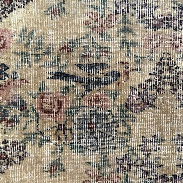 貴重116×190 幸せの青い鳥 ボタニカル シャビー トルコヴィンテージ