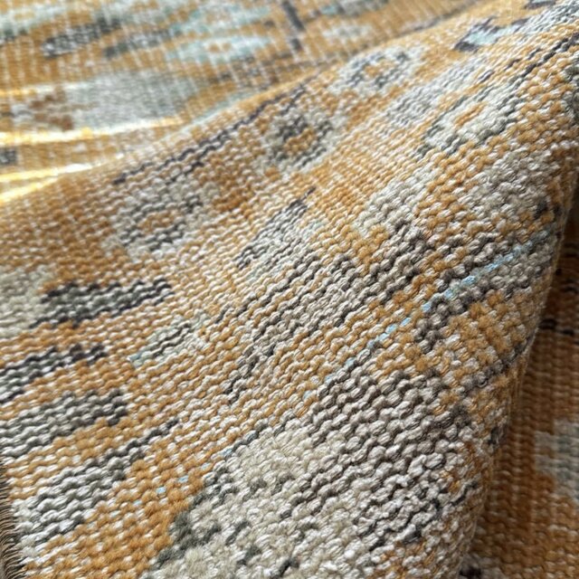 59×147オレンジボタニカル 擦れ ランナー トルコヴィンテージラグ