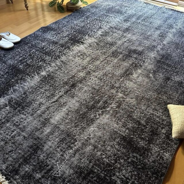 S*U様 大判140×255 グレイオーバーダイ　ブラック　トルコヴィンテージラ 大判157×256レアカラー ダークネイビーグレイ 擦れ トルコヴィンテージ