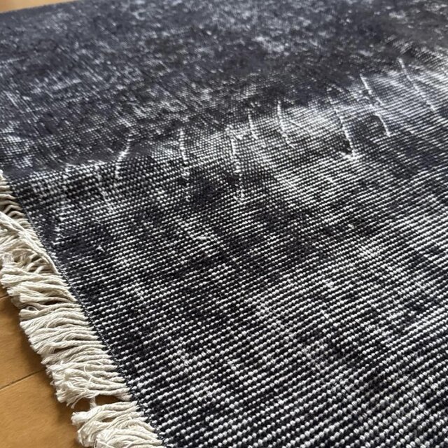大判157×256レアカラー ダークネイビーグレイ 擦れ トルコヴィンテージ