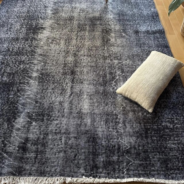 Mom 大判 トルコヴィンテージラグ ネイビーブラック245×147 大判