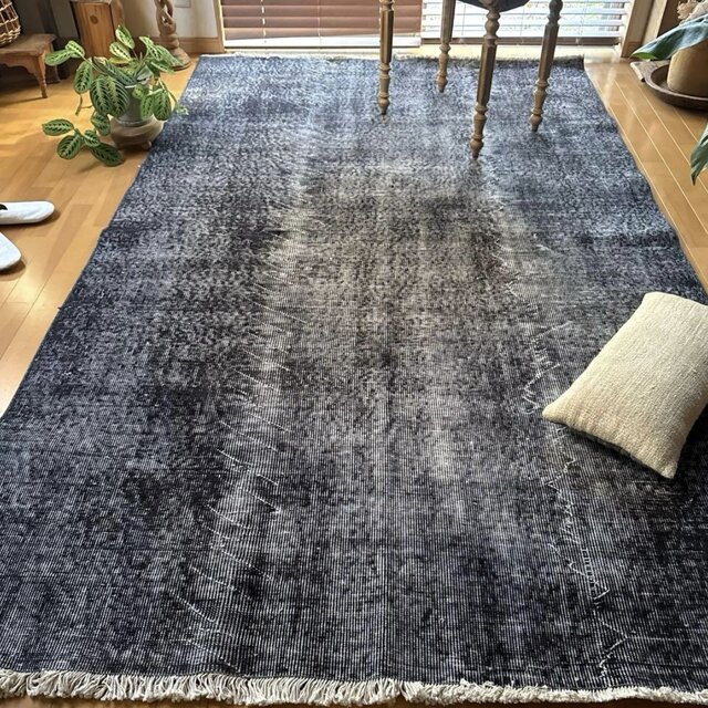 美品　超大判167×257 グレイ×クリーム　ボタニカル　トルコヴィンテージラグ トルコ製ヴィンテージラグ913 レア 超大判 クリーム マスタード