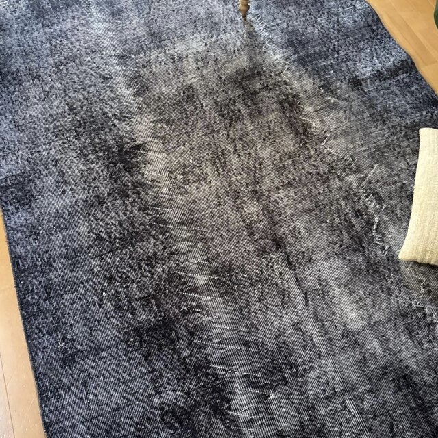 大判157×256レアカラー ダークネイビーグレイ 擦れ トルコヴィンテージ