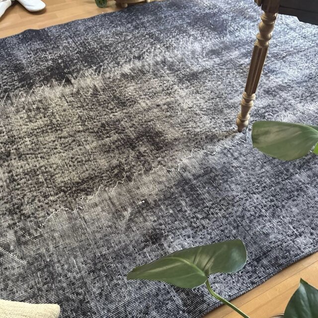 大判157×256レアカラー ダークネイビーグレイ 擦れ トルコヴィンテージ