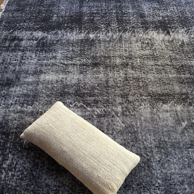 大判157×256レアカラー ダークネイビーグレイ 擦れ トルコヴィンテージ
