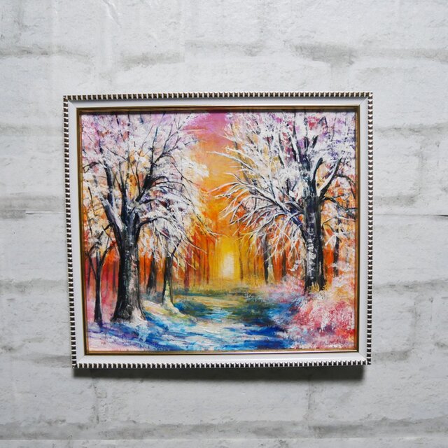 油絵 油彩 油彩画 絵 絵画【冬の夕陽】 油絵 原画 「冬の夕陽」 絵画 油彩画 インテリア 雑貨 壁掛け | iichi