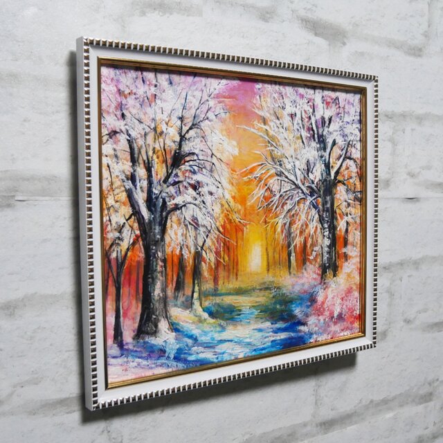 油絵 油彩 油彩画 絵 絵画【冬の夕陽】 油絵 原画 「冬の夕陽」 絵画 油彩画 インテリア 雑貨 壁掛け | iichi