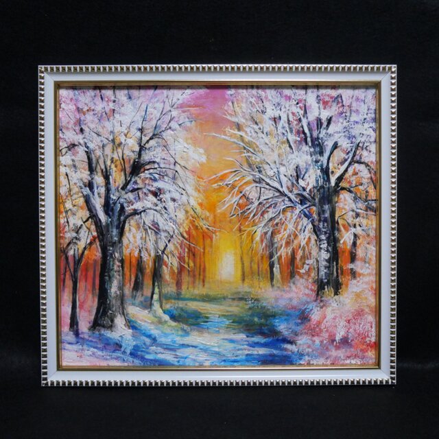 油絵 油彩 油彩画 絵 絵画【冬の夕陽】 油絵 原画 「冬の夕陽」 絵画 油彩画 インテリア 雑貨 壁掛け | iichi