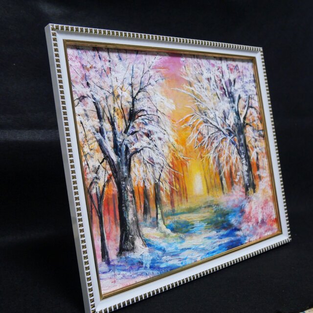 油絵 油彩 油彩画 絵 絵画【冬の夕陽】 油絵 原画 「冬の夕陽」 絵画 油彩画 インテリア 雑貨 壁掛け | iichi