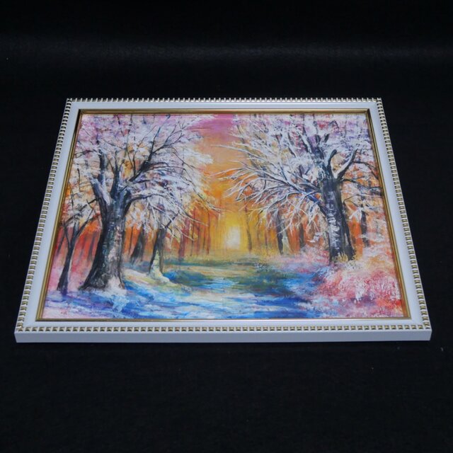 油絵 原画 「冬の夕陽」 絵画 油彩画 インテリア 雑貨 壁掛け | iichi