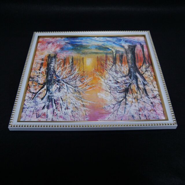 油絵 原画 「冬の夕陽」 絵画 油彩画 インテリア 雑貨 壁掛け | iichi
