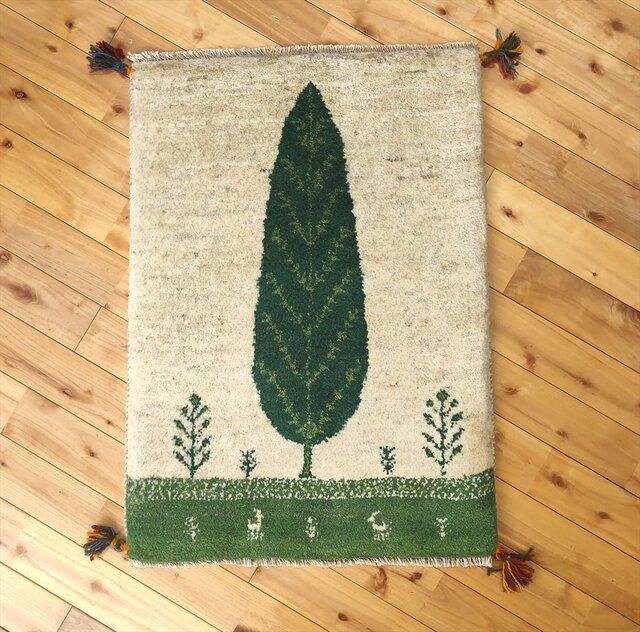 ペルシャ ギャッベ マット ラグ 63×90cm ウール ペルシャ ギャッベ