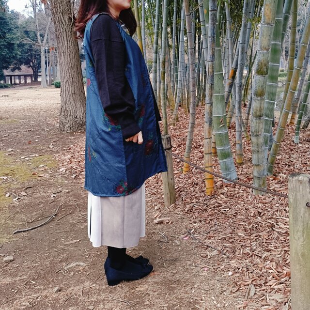 着物リメイク　男物長襦袢　ロングジレ KIMONO！着物リメイクのロングジレ｜ユニセックス対応 （01698