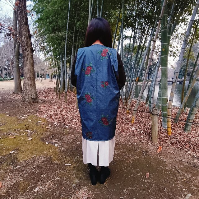 KIMONO！着物リメイクのロングジレ｜ユニセックス対応 （01698