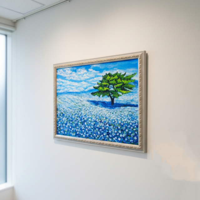 希望を運ぶ青い花【青空のネモフィラの丘】インテリアアート原画