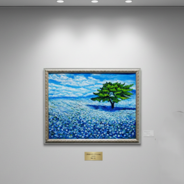 希望を運ぶ青い花【青空のネモフィラの丘】インテリアアート原画