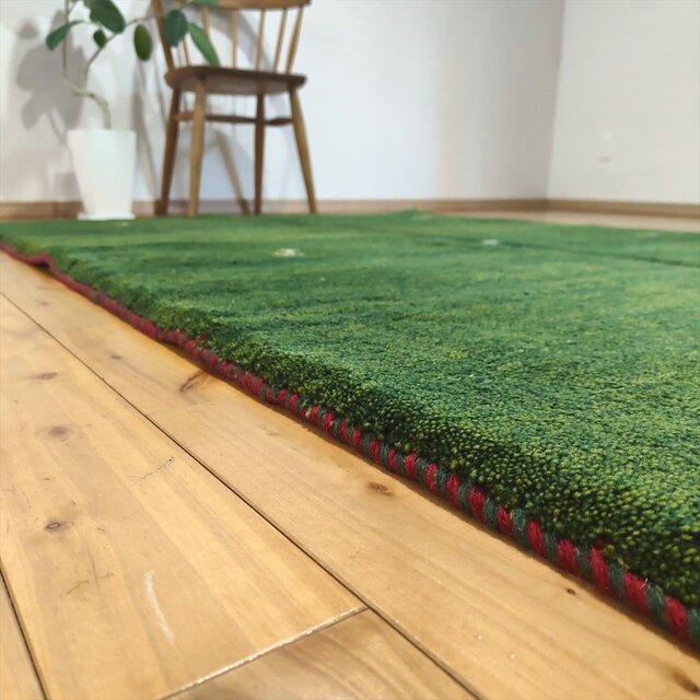 ペルシャ ギャッベ リビング ラグ 200x145cm 緑色 シンプル RJ2810