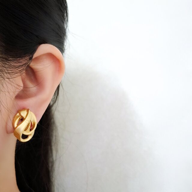 ANNE KLEIN》 matte gold rough knot アンクライン ヴィンテージ 