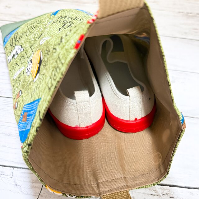 レッスンバッグ＆シューズケース 2点セット 【フレンチブルドッグ☆緑