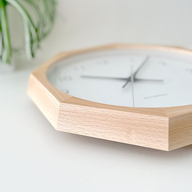 KATOMOKU muku clock 13 八角形 ナチュラル km-104NA8 木製 無垢材