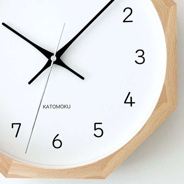 KATOMOKU muku clock 13 八角形 ナチュラル km-104NA8 木製 無垢材