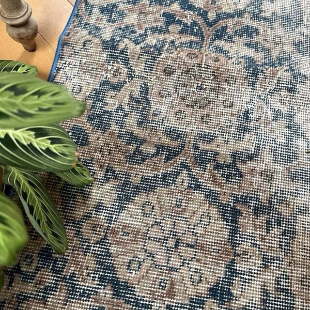 デニムブルー✳︎72×188 ベージュ　ロング　ランナー　トルコヴィンテージラグ デニムブルー✳︎72×188 ベージュ ロング ランナー トルコヴィンテージ