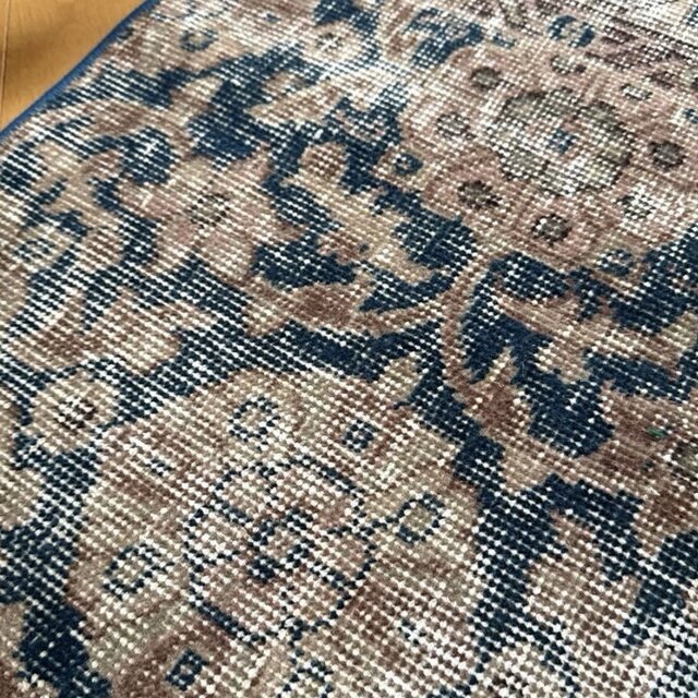 50.5×135ランナーラグ ネイビー×ベージュ トルコヴィンテージラグ