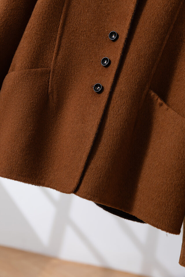 【大人可愛い】COCODEAL ショートワイドカラーコート　ブラウン　サイズ2 COCO DEAL - ショートワイドカラーコートの通販 by らり's shop｜ココ