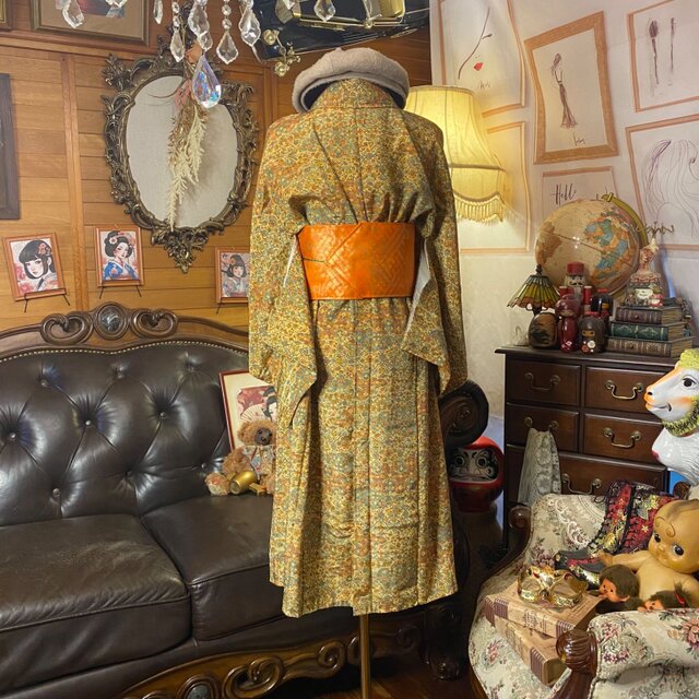 着物リメイク ワンピース｜洗える化繊素材＆名古屋帯サッシュベルト