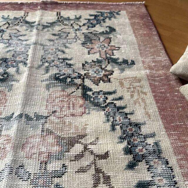 94×209 アンティークカラー　ボタニカル柄　擦れ　トルコヴィンテージラグ 94×209 アンティークカラー ボタニカル柄 擦れ トルコヴィンテージラグ