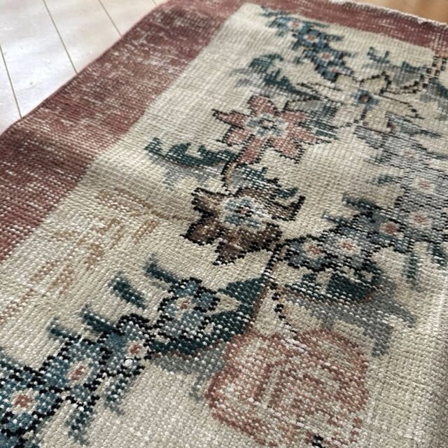 93×170擦れ アンティークリースボタニカル 花柄 トルコヴィンテージ