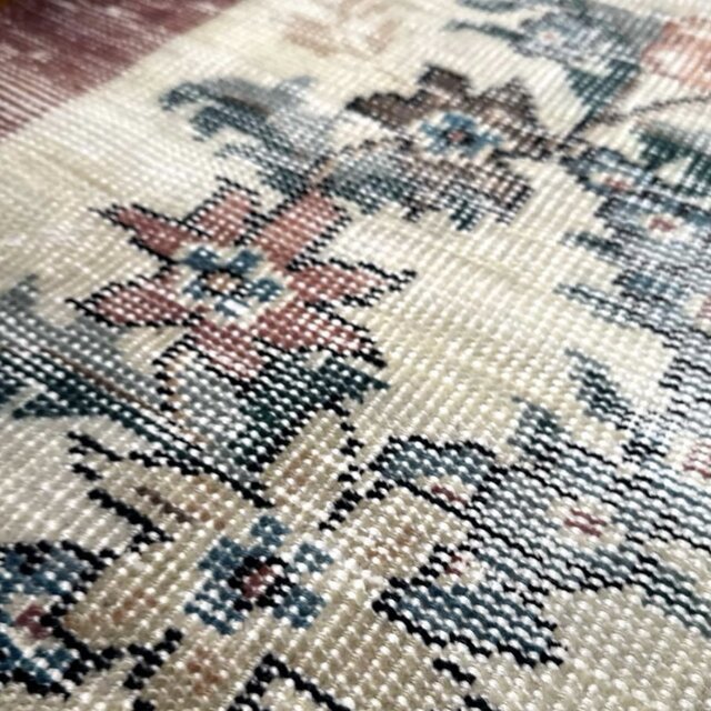 93×170擦れ アンティークリースボタニカル 花柄 トルコヴィンテージ