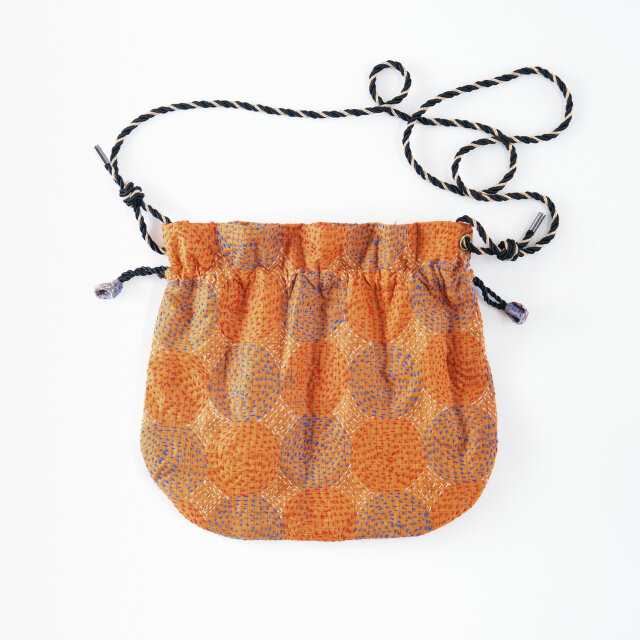indian kantha embroidery bag 2way -A- / インドカンタ刺繍 巾着