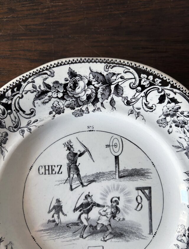 Creil&Montereau グリザイユ 平皿 φ19.5cm クレイユモントロー
