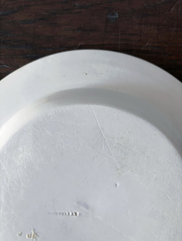 Montereau モントロー ファイアンスフィーヌ グリザイユ 平皿 φ21.6cm