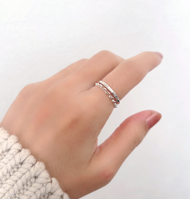チェーンリングシルバー925【mb】華奢リング つけっぱなし サイズ豊富