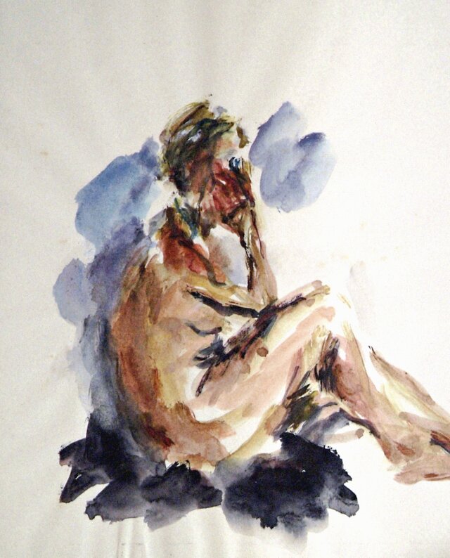 [ 真作 ] 篁牛人 画 水彩画 裸婦 肉筆 額装 8号 縦35cm 横37cm 真作 ] 篁牛人 画 水彩画 裸婦 肉筆 額装 8号 縦35cm 横37cm