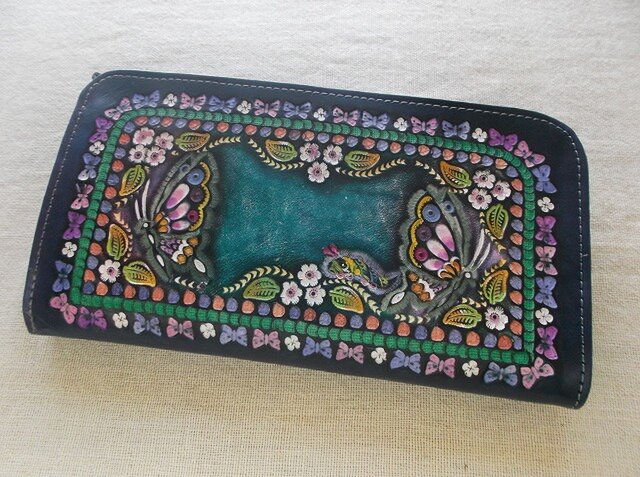 L型ファスナーウォレット レザー 刻印＆拭き染め | iichi 日々の暮らし