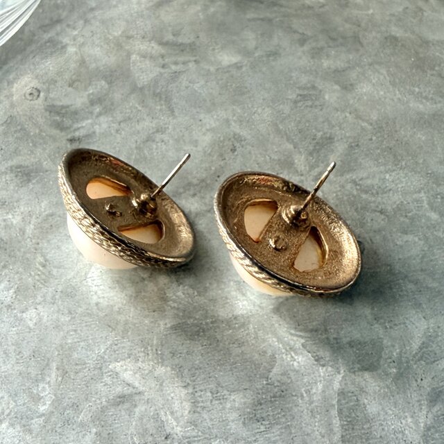 P745-ヴィンテージピアス U.S.A. 1970〜80's Faux Pearl Gold Tone