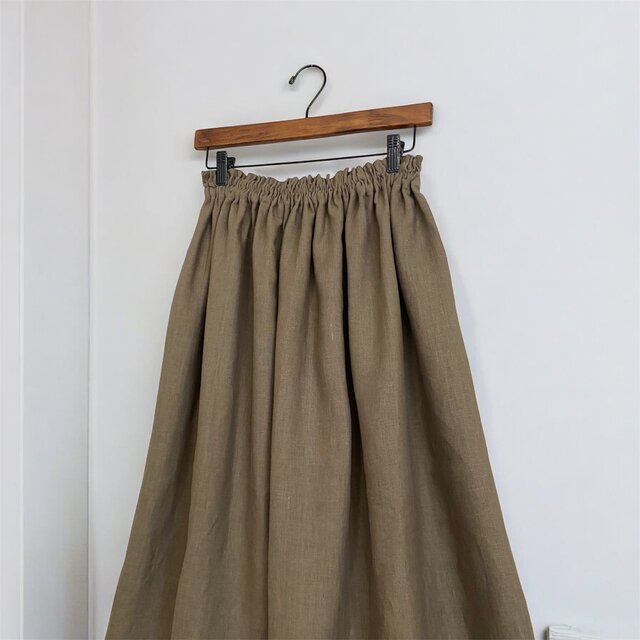 magali ブラッシュド・ベルギーリネン ロングスカート MAGALI（マガリ） 【定価3.1万】マガリ *スクエアヨークブラッシュド