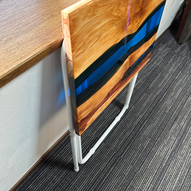 サイドテーブル アイアン 無垢 木製 おしゃれ リバーレジン 折り畳み