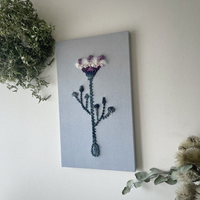 一点もの】『手紡ぎ糸のお花. a'』手刺繍ファブリックパネル 【公式通販】
