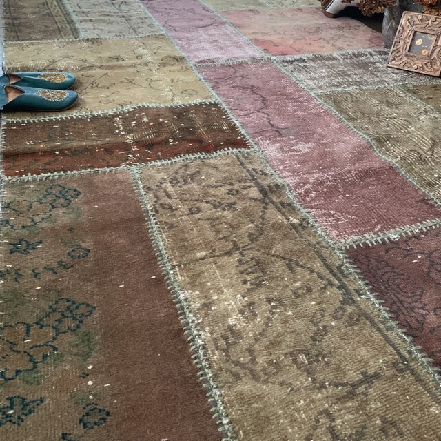 超超大判 288×144 トルコヴィンテージラグ パッチワーク アッシュ