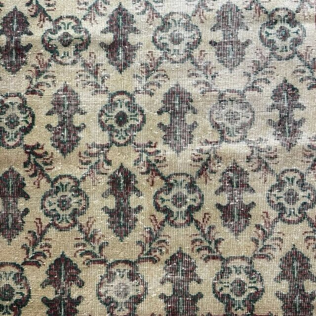 113.5×198えんじ色×グリーン 紋章ボタニカル トルコヴィンテージラグ